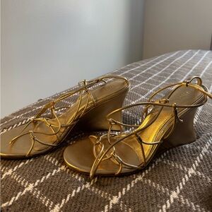 PAIGE gold modern wedge heels